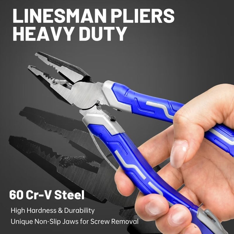 vomex 8-inch Linemans Pliers - High Leverage,Cr-Ni Side Cutters for Wire Cutting/Crimping,with Unique Non-Slip Jaws - Image 3